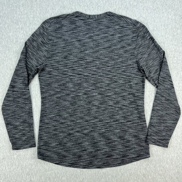 Lululemon Pulse Slub Henley Shirt Mens L (Est) Heather Black Pullover Stretch - Picture 2 of 8